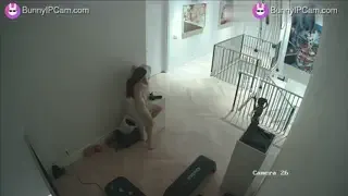 Horny Brunette Poses Naked As Lonely Sculpture And Fingers Herself — animated preview