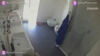 Hot Babe With Bright Colored Hair Strips And Masturbates In Hidden Cam Shower — animated preview