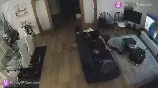 Horny Wife Drops To Her Knees For A Filthy Blowjob While Boyfriend Watches TV On The Sofa — Watch on BunnyIPCam