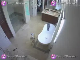 Rich Lady Flashes Her Perfect Tits While Getting Ready In Huge Bathroom — Watch on BunnyIPCam