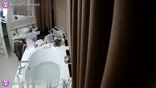 Slim Chick With Pumped Ass Wets Her Shaved Pussy Before Bath — animated preview