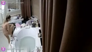 Slim Chick With Pumped Ass Wets Her Shaved Pussy Before Bath — Watch on BunnyIPCam